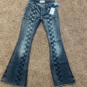 Free people flare jeans with flower detail